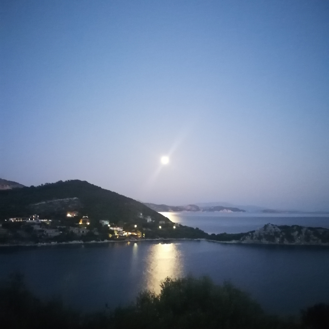 Moon rising over Sivota, Lefkada