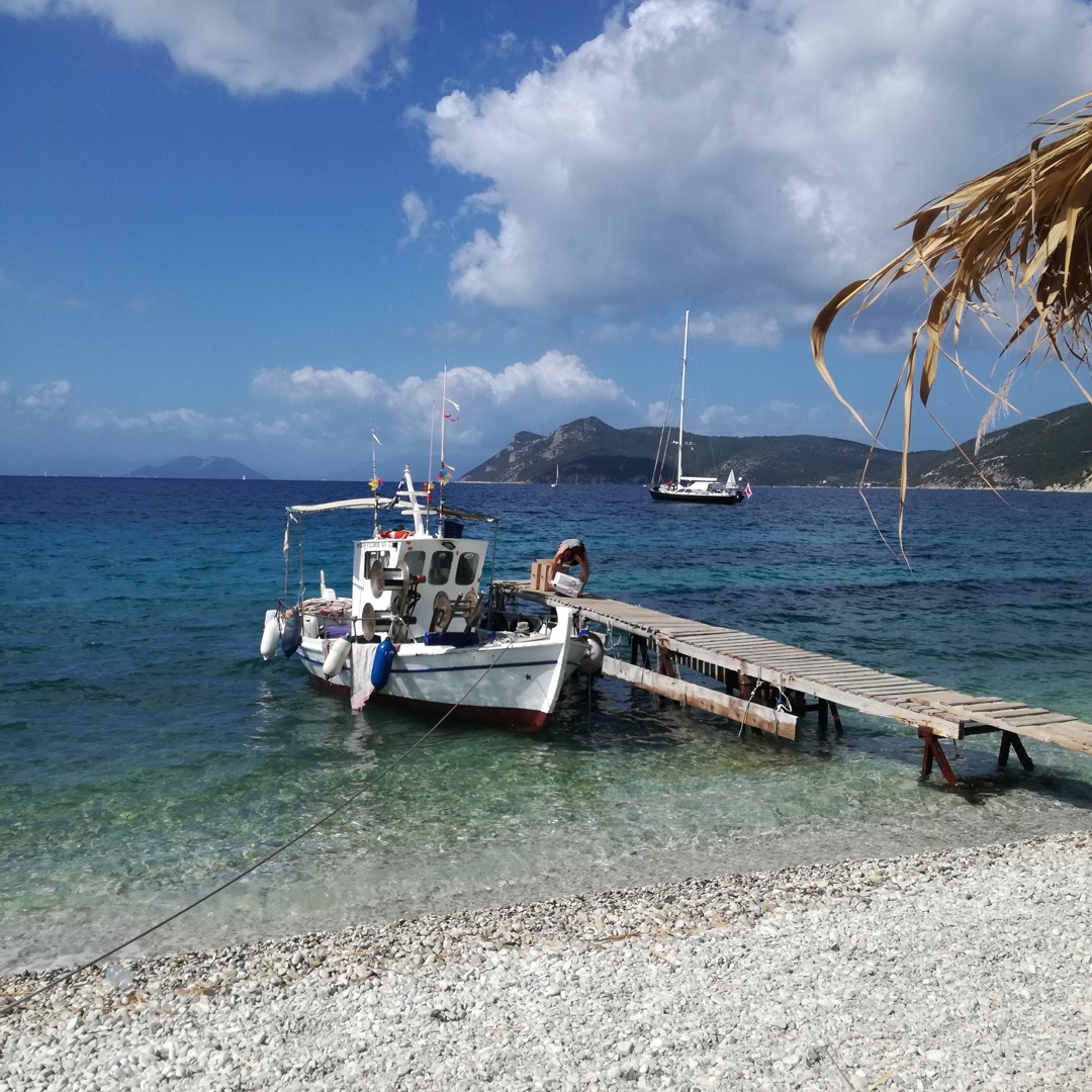 Fishing boat at Agripidi beach on Kalamos Island